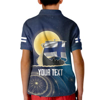 Personalized Finland Drakkar Vikings Kid Polo Shirt Longships with Vegvisir