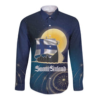 Personalized Finland Drakkar Vikings Long Sleeve Button Shirt Longships with Vegvisir