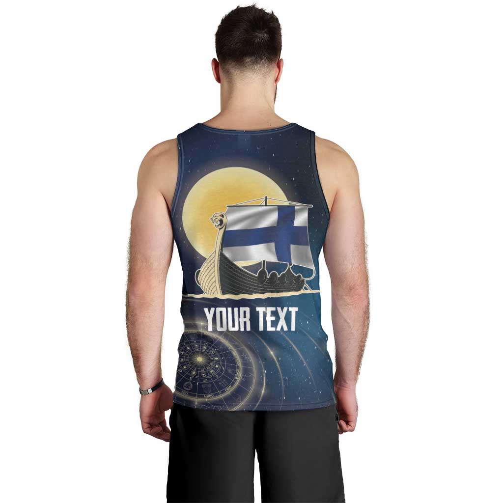 Personalized Finland Drakkar Vikings Men Tank Top Longships with Vegvisir