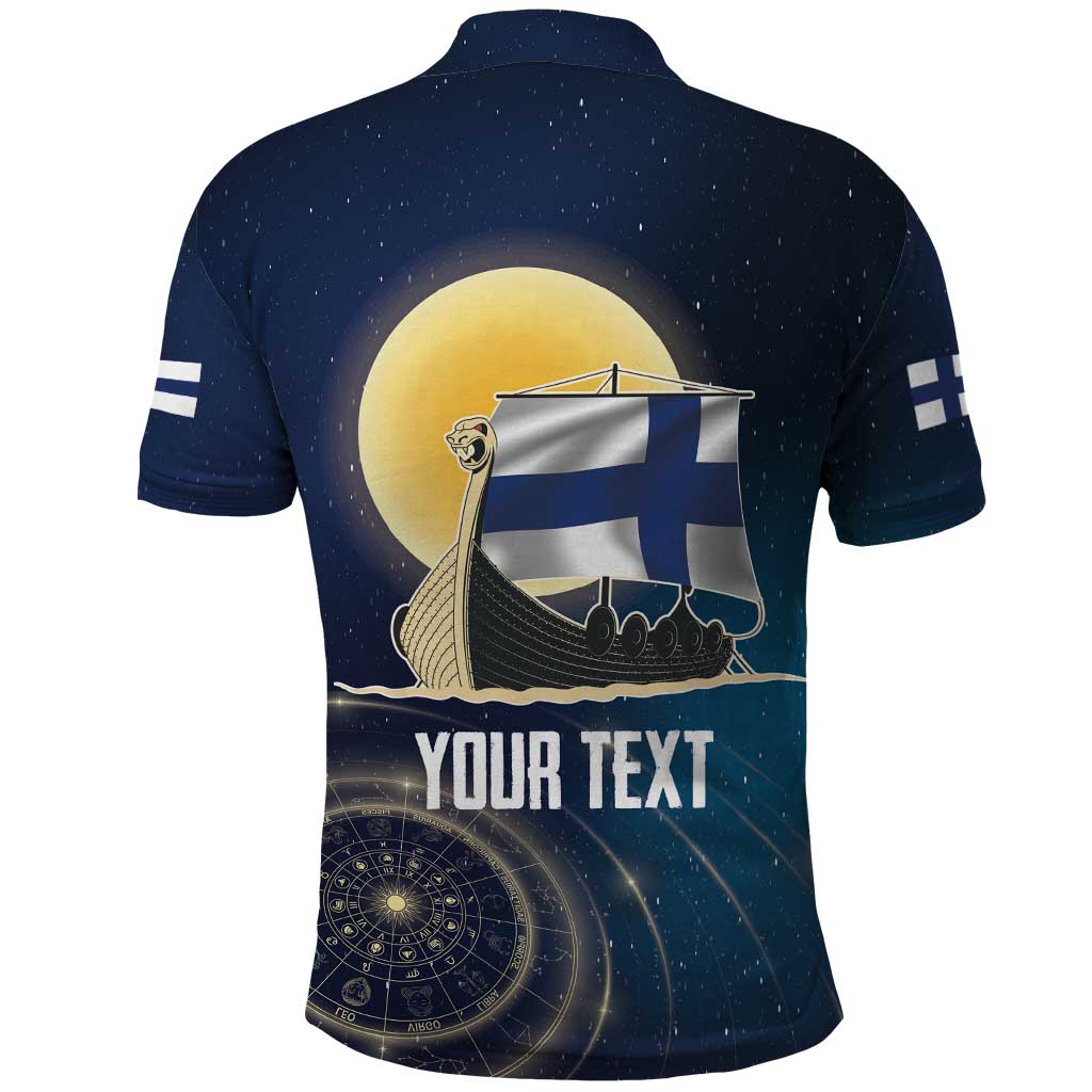 Personalized Finland Drakkar Vikings Polo Shirt Longships with Vegvisir