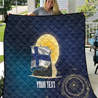 Personalized Finland Drakkar Vikings Quilt Longships with Vegvisir