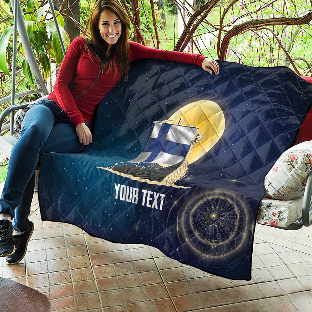 Personalized Finland Drakkar Vikings Quilt Longships with Vegvisir