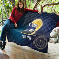 Personalized Finland Drakkar Vikings Quilt Longships with Vegvisir