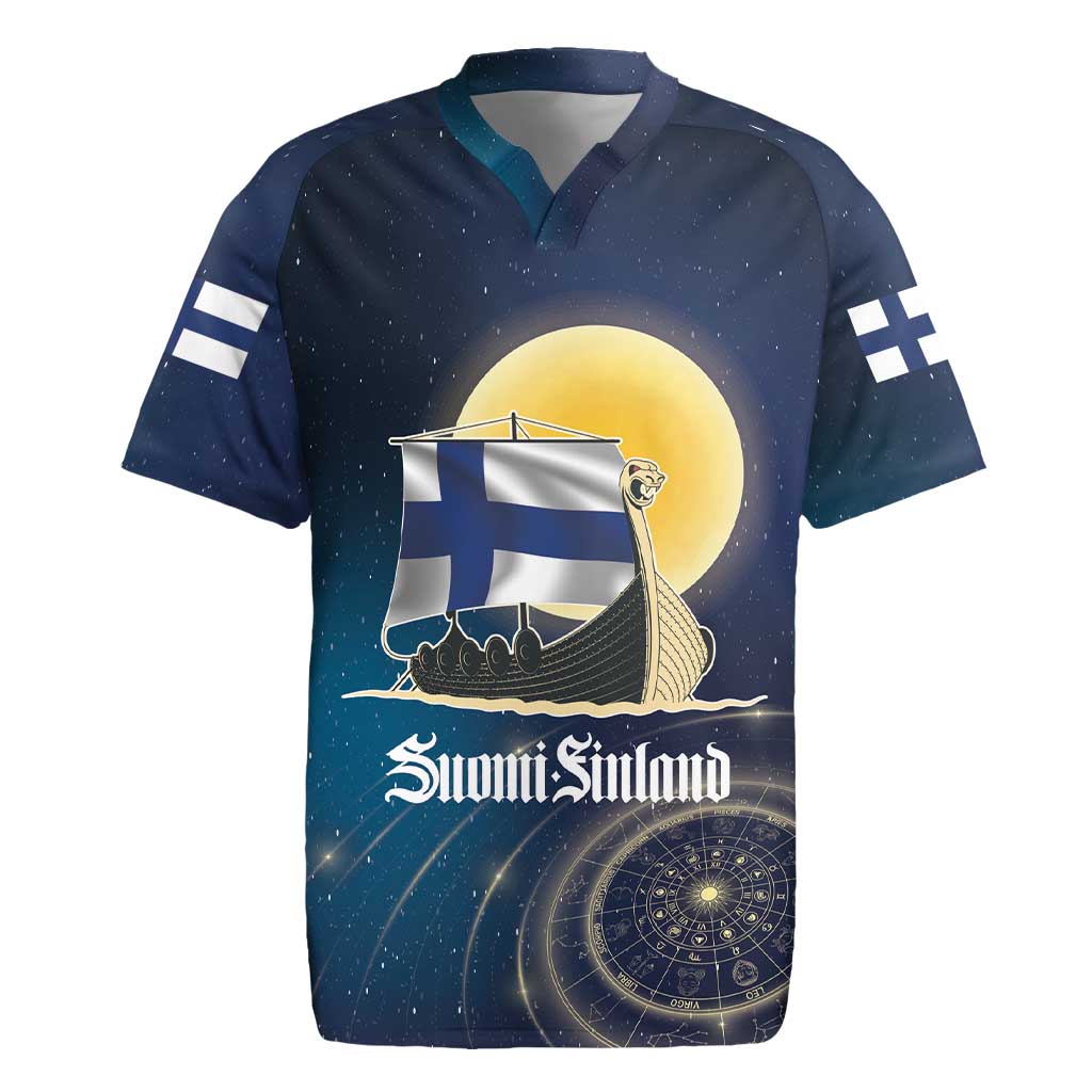 Personalized Finland Drakkar Vikings Rugby Jersey Longships with Vegvisir