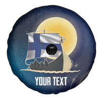 Personalized Finland Drakkar Vikings Spare Tire Cover Longships with Vegvisir