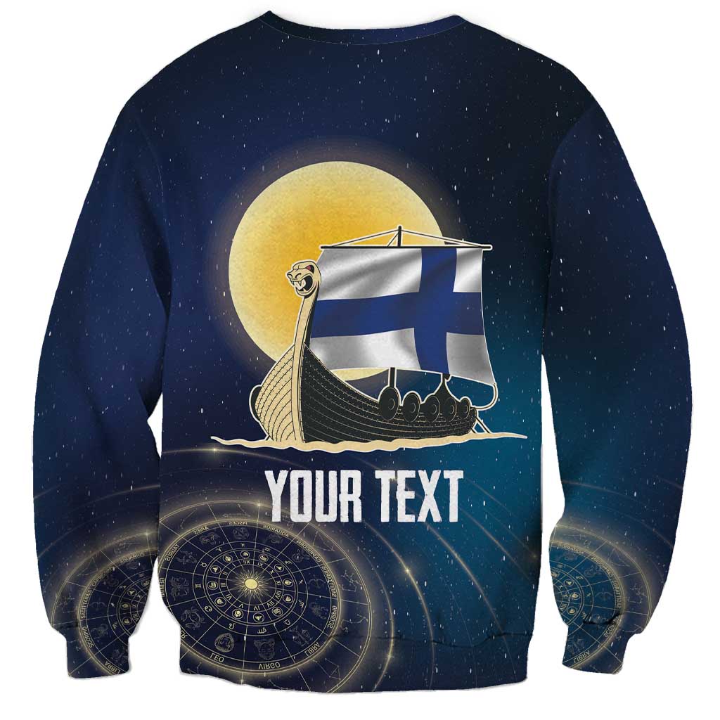 Personalized Finland Drakkar Vikings Sweatshirt Longships with Vegvisir