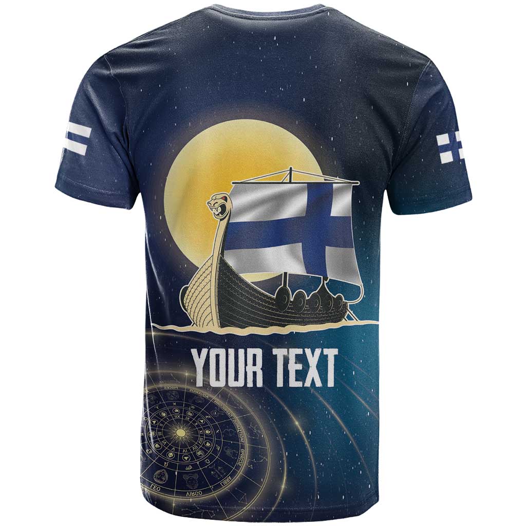 Personalized Finland Drakkar Vikings T Shirt Longships with Vegvisir