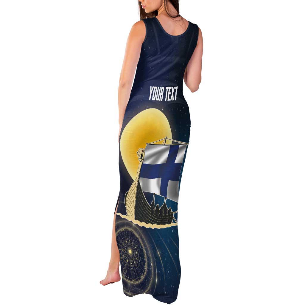 Personalized Finland Drakkar Vikings Tank Maxi Dress Longships with Vegvisir