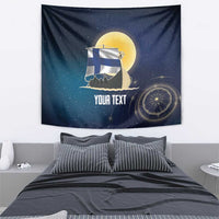 Personalized Finland Drakkar Vikings Tapestry Longships with Vegvisir