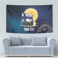 Personalized Finland Drakkar Vikings Tapestry Longships with Vegvisir