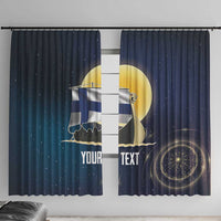 Personalized Finland Drakkar Vikings Window Curtain Longships with Vegvisir