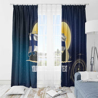 Personalized Finland Drakkar Vikings Window Curtain Longships with Vegvisir