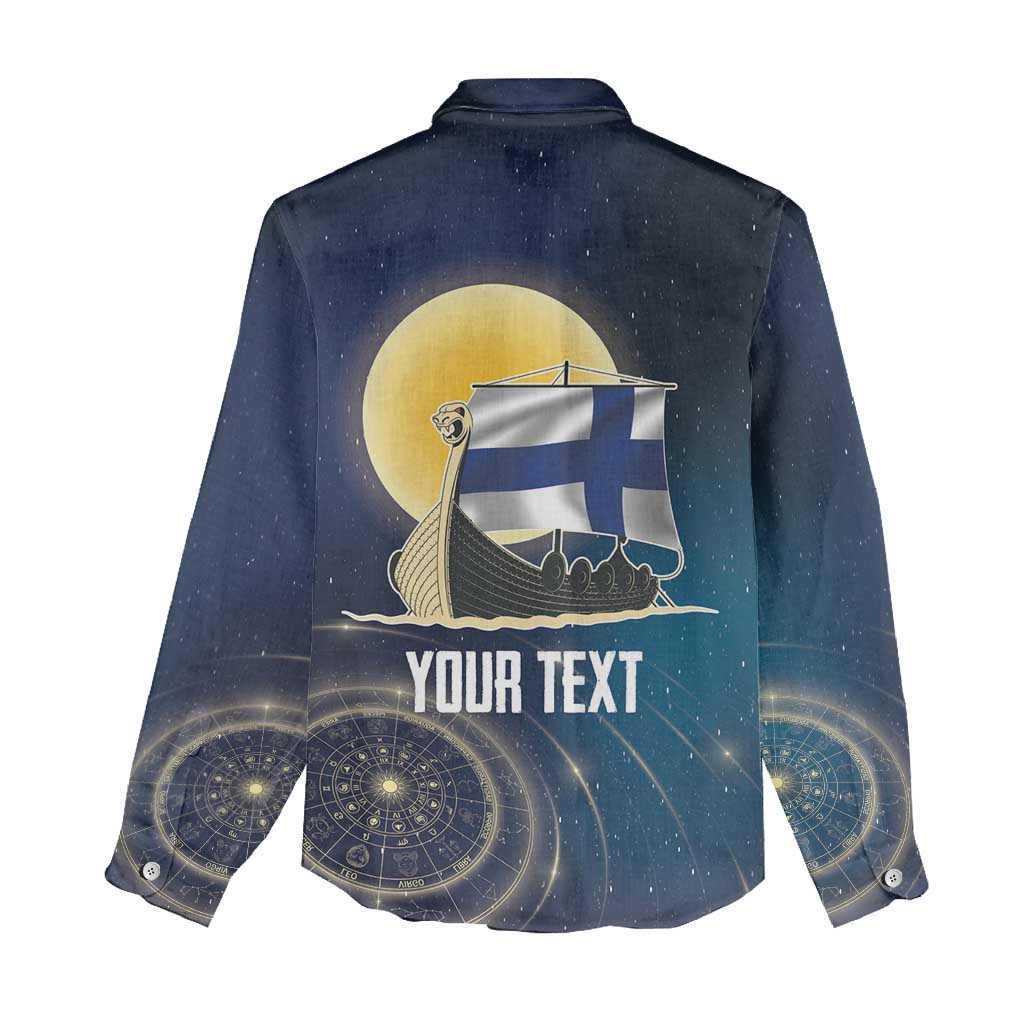 Personalized Finland Drakkar Vikings Women Casual Shirt Longships with Vegvisir