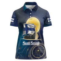 Personalized Finland Drakkar Vikings Women Polo Shirt Longships with Vegvisir