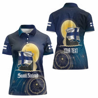 Personalized Finland Drakkar Vikings Women Polo Shirt Longships with Vegvisir