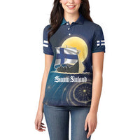 Personalized Finland Drakkar Vikings Women Polo Shirt Longships with Vegvisir