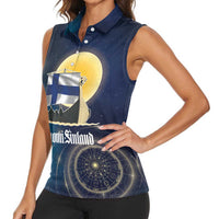 Personalized Finland Drakkar Vikings Women Sleeveless Polo Shirt Longships with Vegvisir