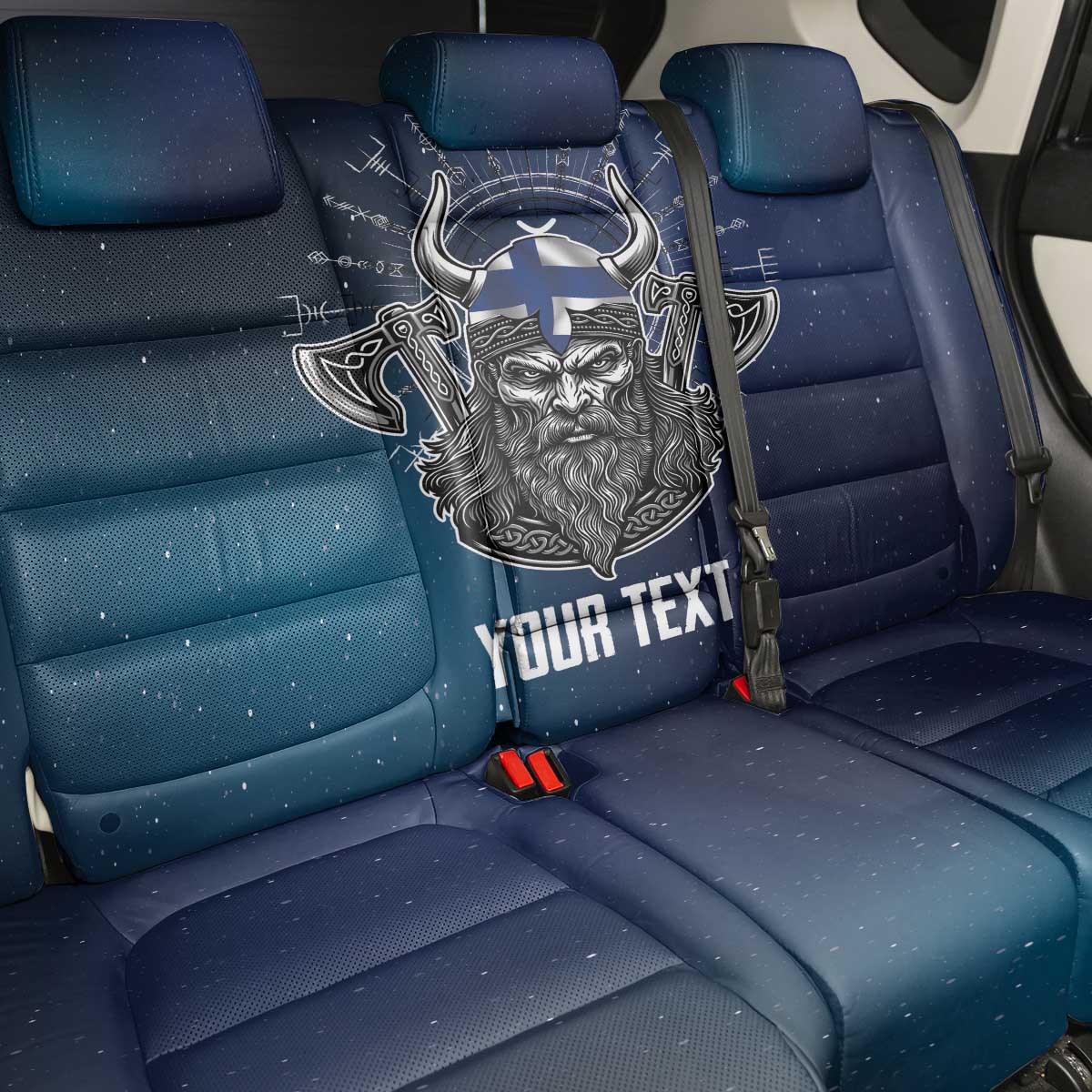 Personalized Finland Drakkar Vikings Back Car Seat Cover Suomi Viking Warrior