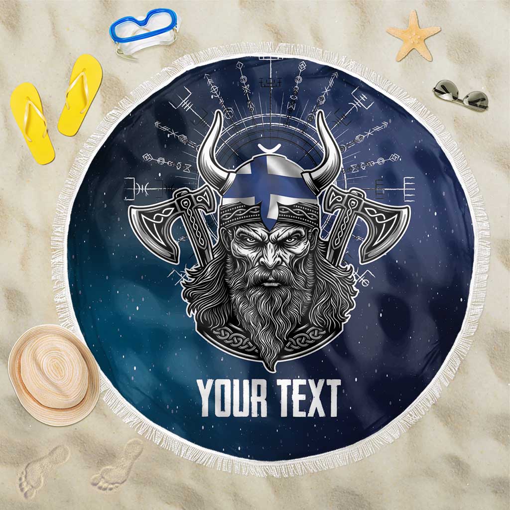 Personalized Finland Drakkar Vikings Beach Blanket Suomi Viking Warrior