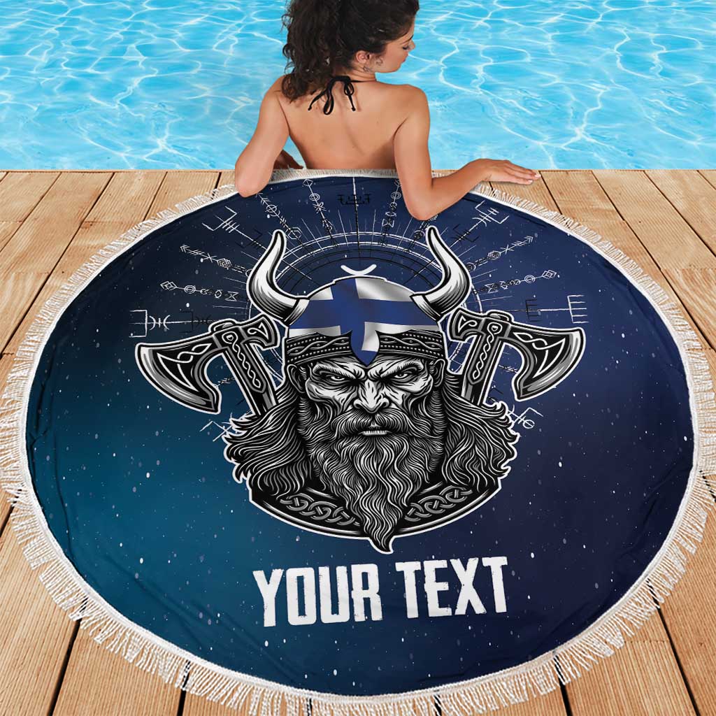Personalized Finland Drakkar Vikings Beach Blanket Suomi Viking Warrior