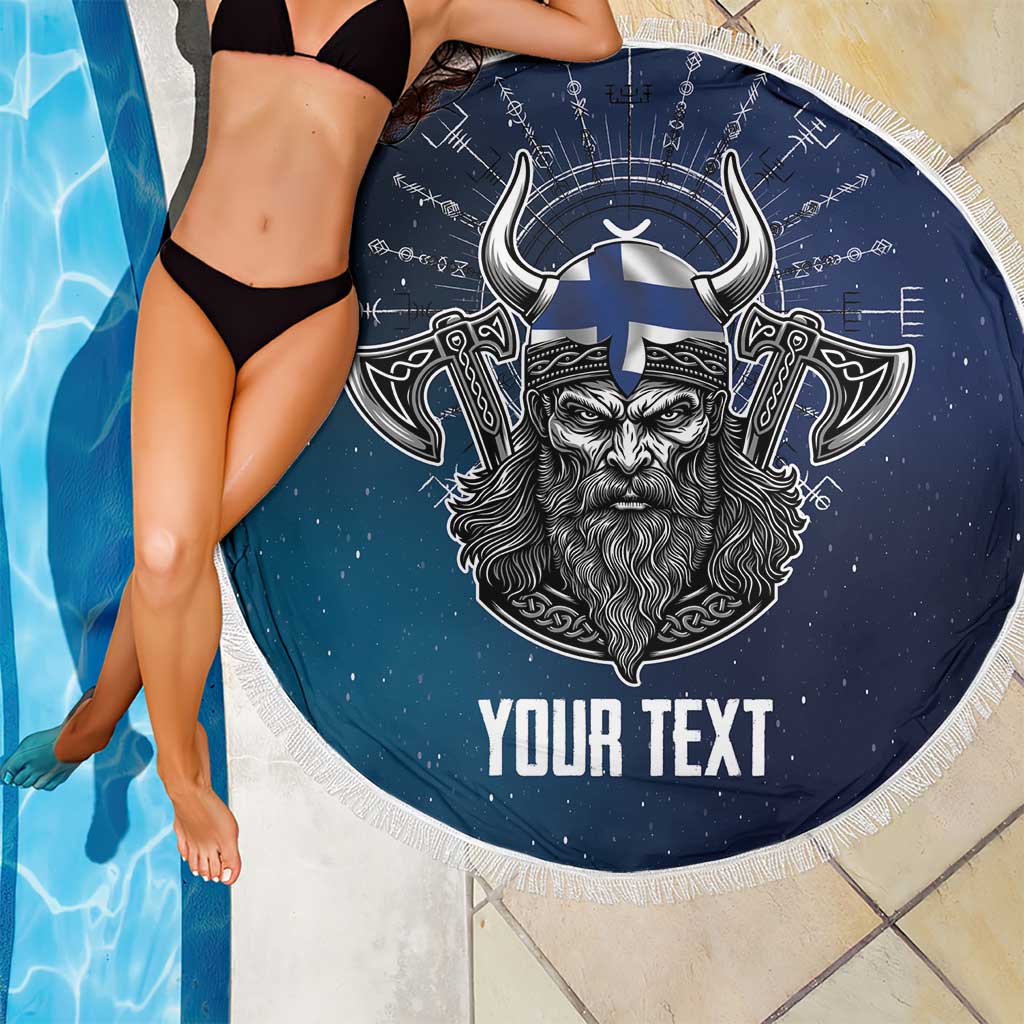 Personalized Finland Drakkar Vikings Beach Blanket Suomi Viking Warrior