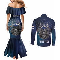 Personalized Finland Drakkar Vikings Couples Matching Mermaid Dress and Long Sleeve Button Shirt Suomi Viking Warrior