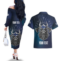 Personalized Finland Drakkar Vikings Couples Matching Off The Shoulder Long Sleeve Dress and Hawaiian Shirt Suomi Viking Warrior