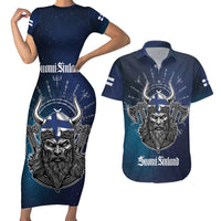 Personalized Finland Drakkar Vikings Couples Matching Short Sleeve Bodycon Dress and Hawaiian Shirt Suomi Viking Warrior