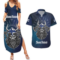 Personalized Finland Drakkar Vikings Couples Matching Summer Maxi Dress and Hawaiian Shirt Suomi Viking Warrior