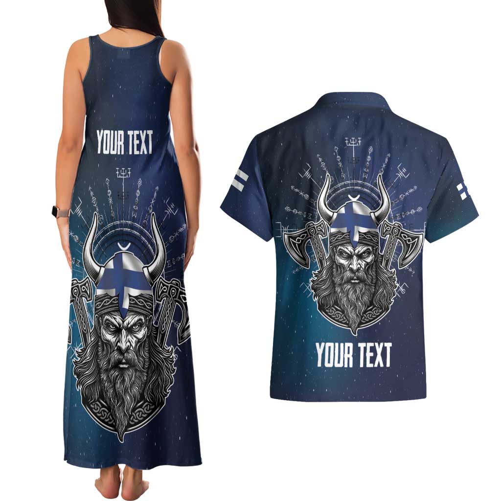 Personalized Finland Drakkar Vikings Couples Matching Tank Maxi Dress and Hawaiian Shirt Suomi Viking Warrior