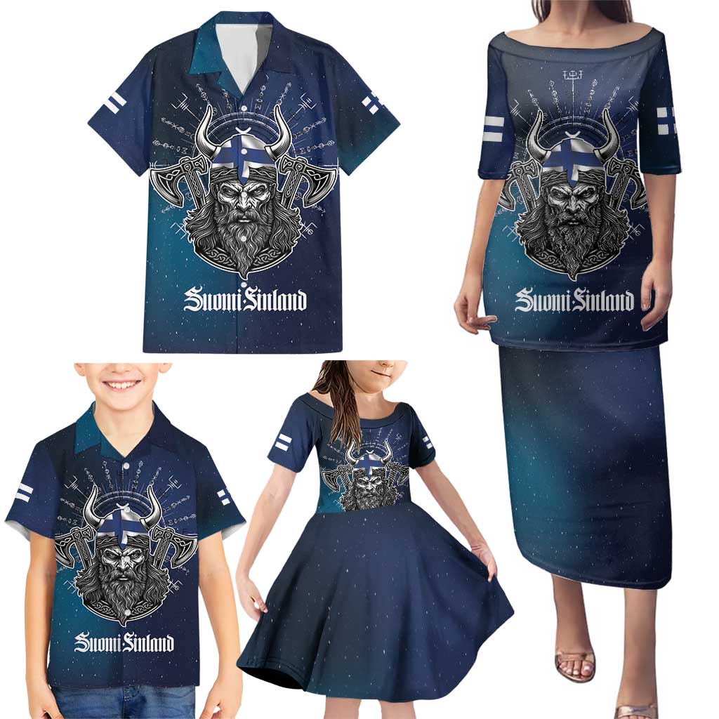 Personalized Finland Drakkar Vikings Family Matching Puletasi and Hawaiian Shirt Suomi Viking Warrior