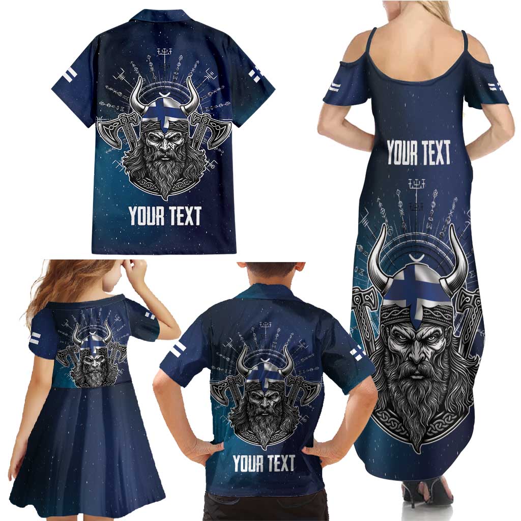 Personalized Finland Drakkar Vikings Family Matching Summer Maxi Dress and Hawaiian Shirt Suomi Viking Warrior