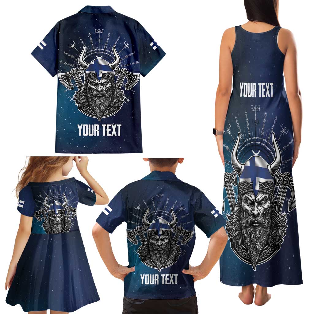 Personalized Finland Drakkar Vikings Family Matching Tank Maxi Dress and Hawaiian Shirt Suomi Viking Warrior