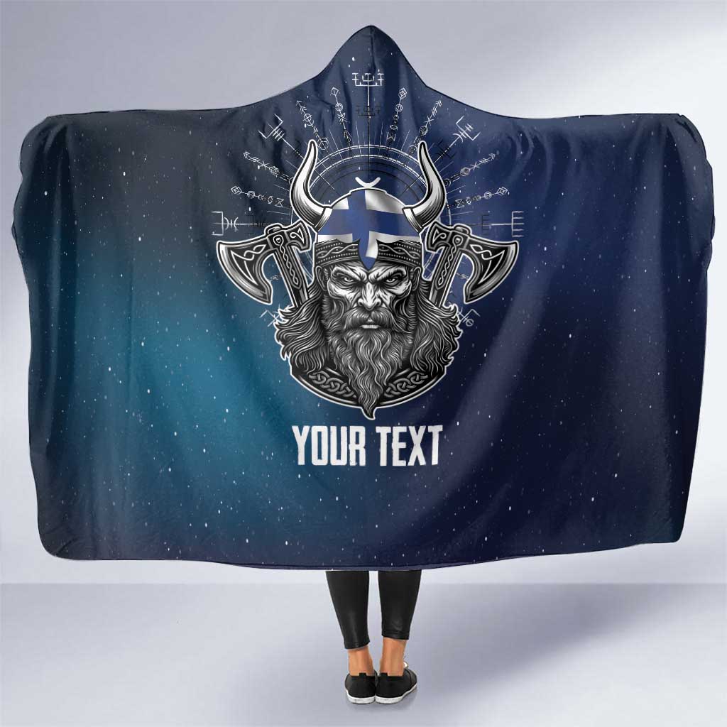 Personalized Finland Drakkar Vikings Hooded Blanket Suomi Viking Warrior