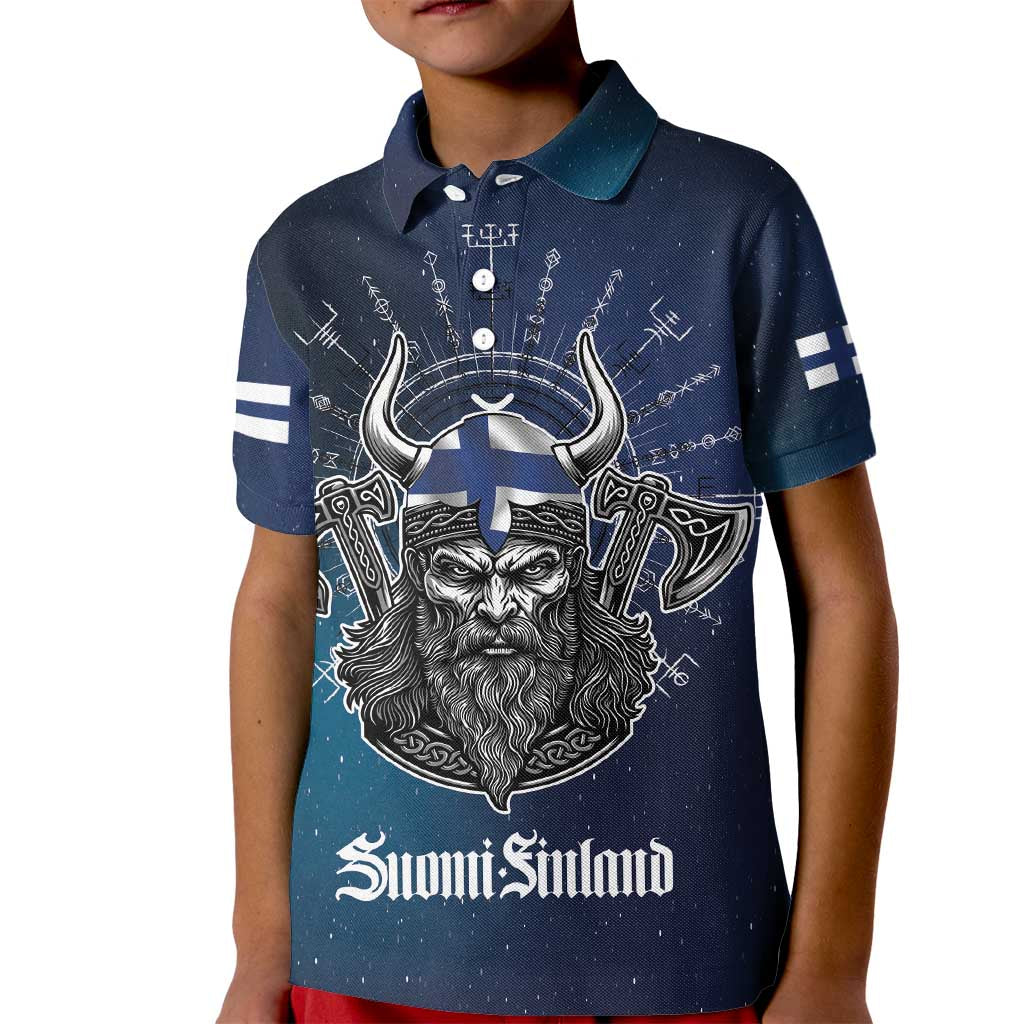 Personalized Finland Drakkar Vikings Kid Polo Shirt Suomi Viking Warrior