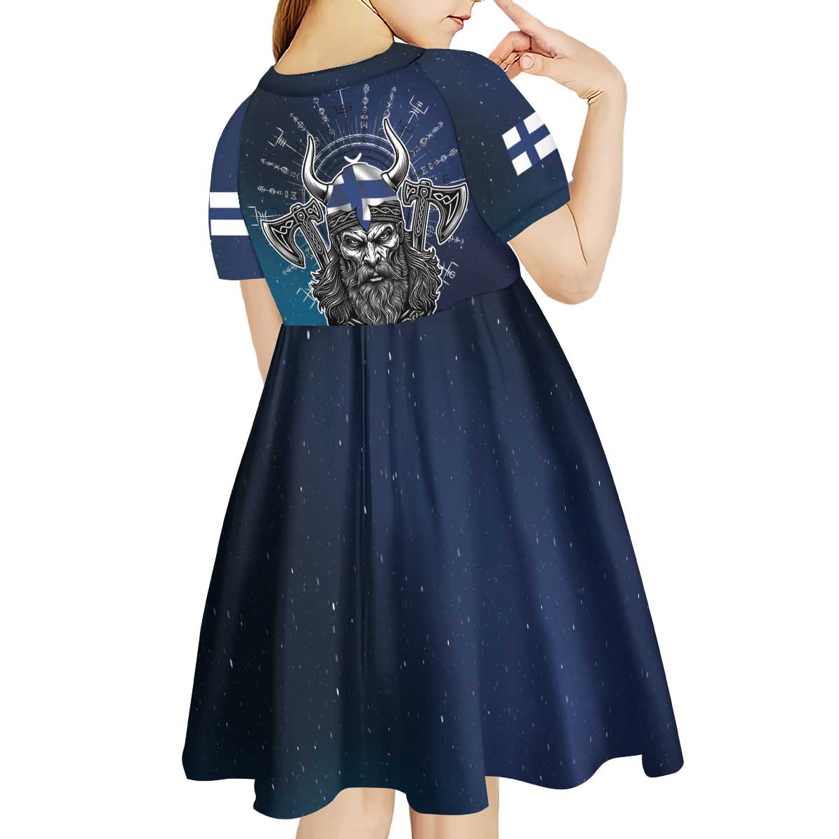 Personalized Finland Drakkar Vikings Kid Short Sleeve Dress Suomi Viking Warrior
