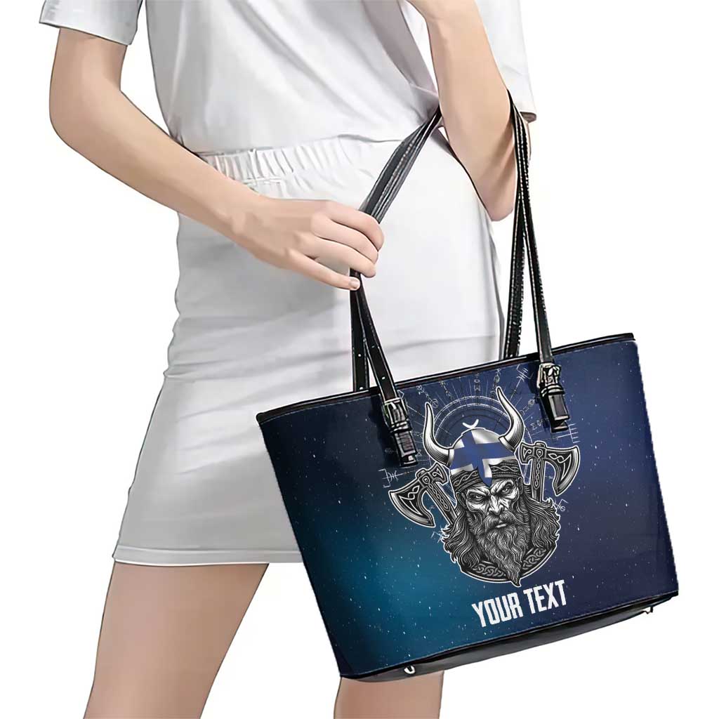 Personalized Finland Drakkar Vikings Leather Tote Bag Suomi Viking Warrior
