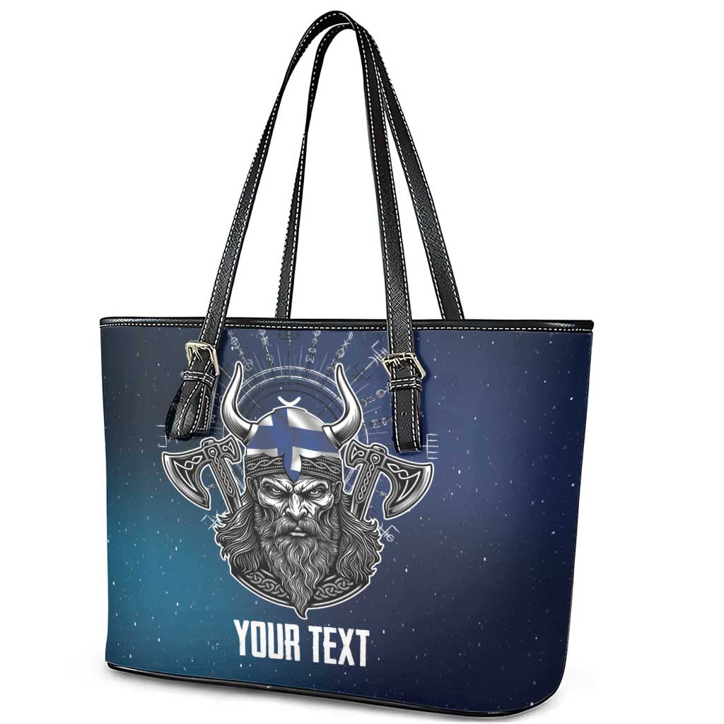 Personalized Finland Drakkar Vikings Leather Tote Bag Suomi Viking Warrior