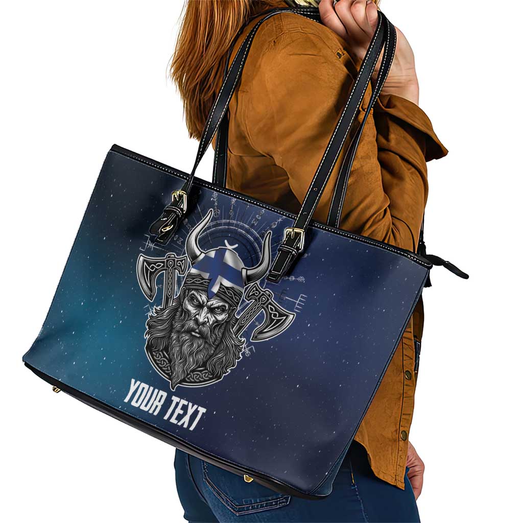 Personalized Finland Drakkar Vikings Leather Tote Bag Suomi Viking Warrior