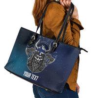 Personalized Finland Drakkar Vikings Leather Tote Bag Suomi Viking Warrior