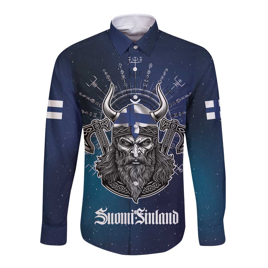 Personalized Finland Drakkar Vikings Long Sleeve Button Shirt Suomi Viking Warrior