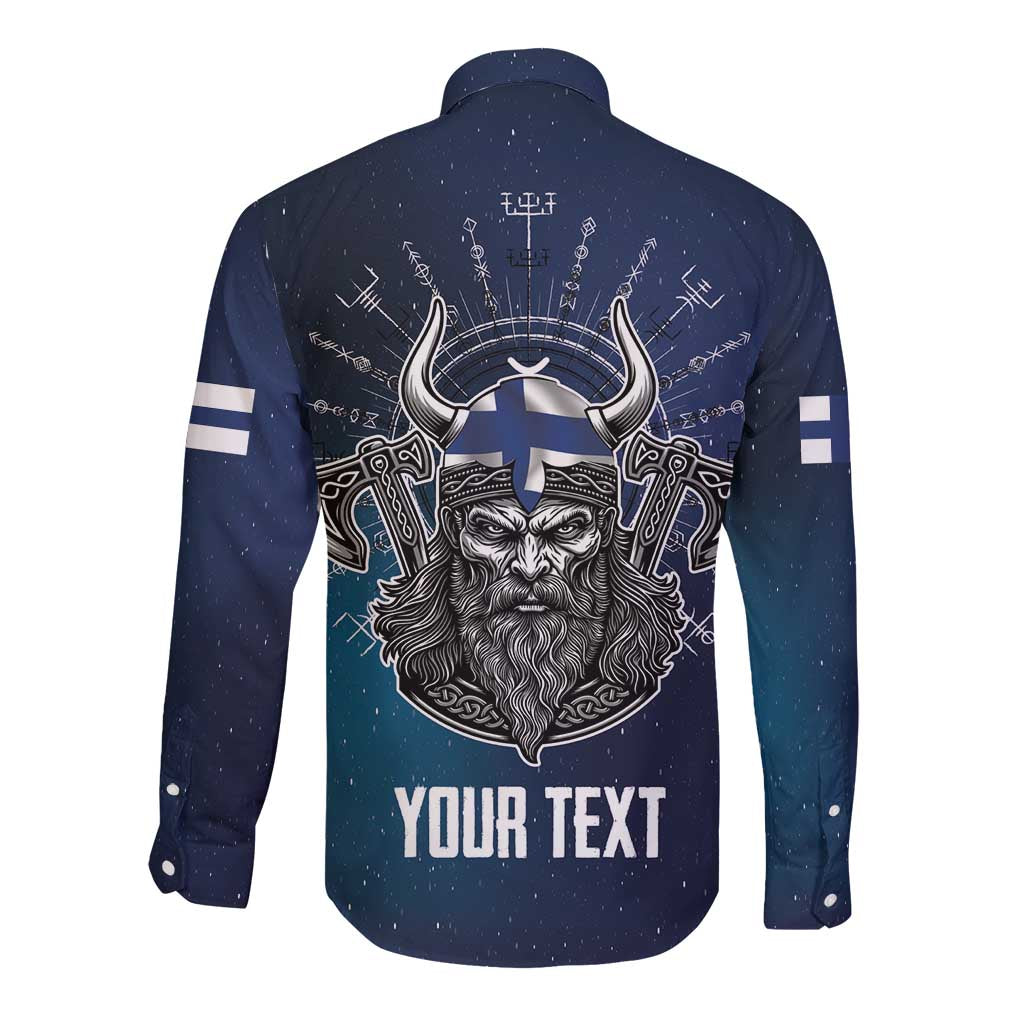 Personalized Finland Drakkar Vikings Long Sleeve Button Shirt Suomi Viking Warrior