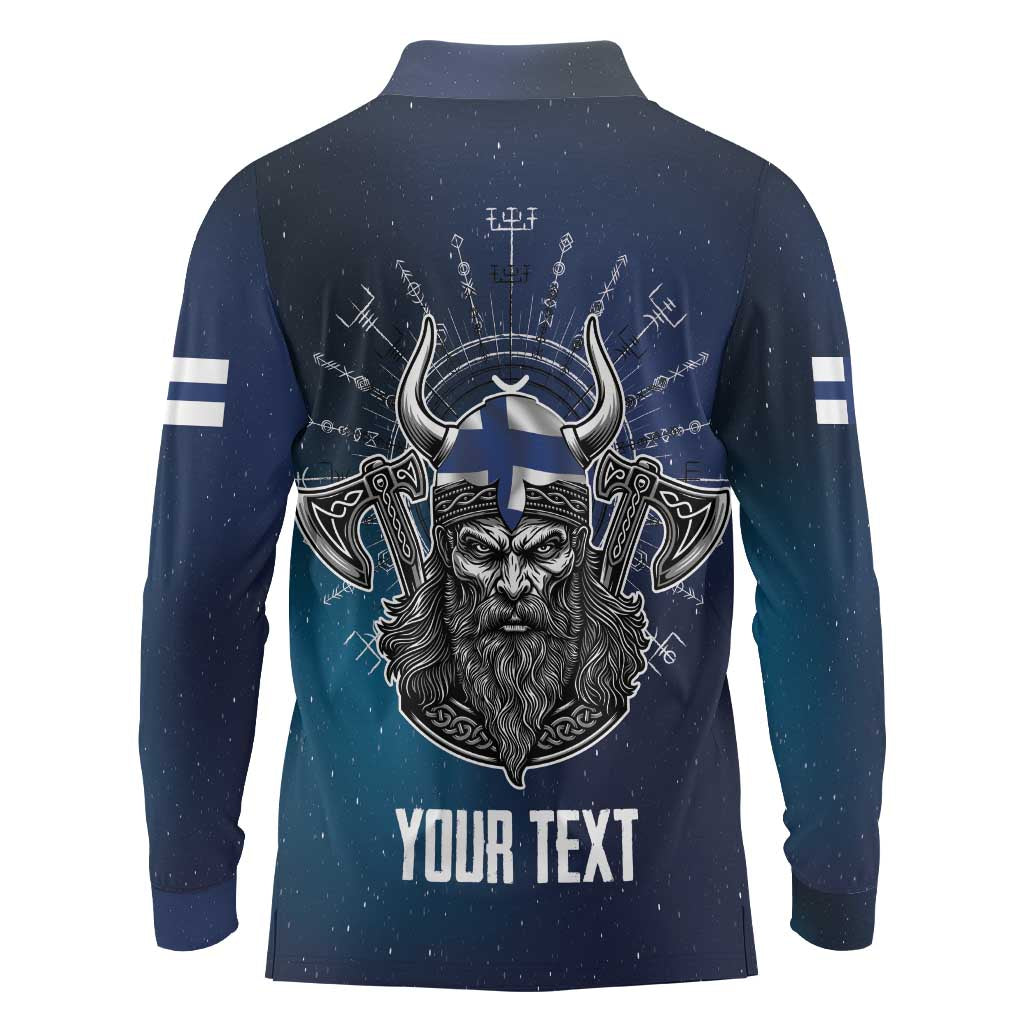 Personalized Finland Drakkar Vikings Long Sleeve Polo Shirt Suomi Viking Warrior