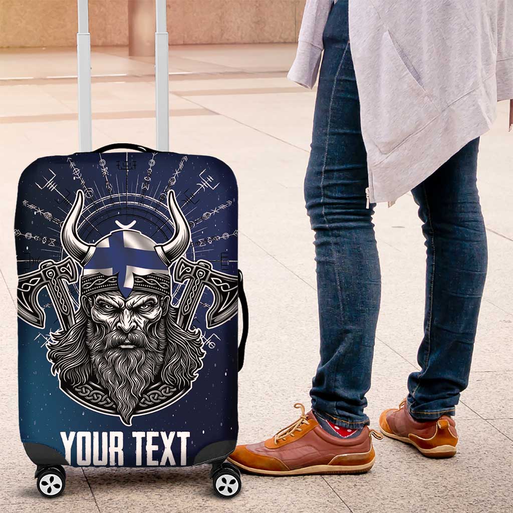 Personalized Finland Drakkar Vikings Luggage Cover Suomi Viking Warrior