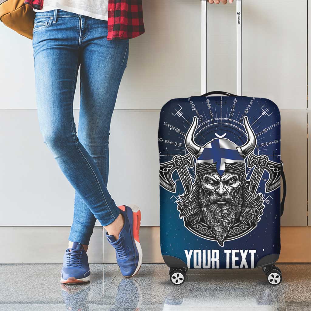 Personalized Finland Drakkar Vikings Luggage Cover Suomi Viking Warrior
