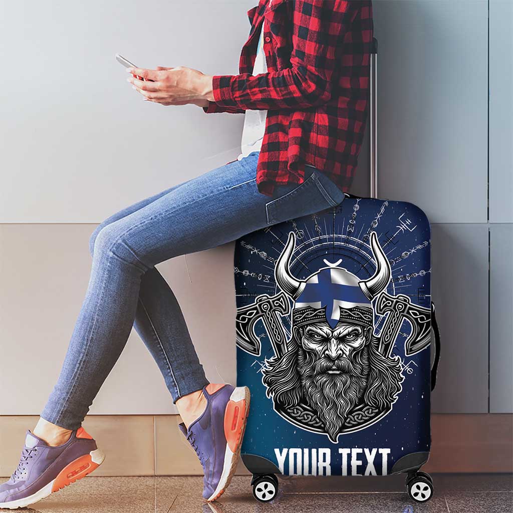 Personalized Finland Drakkar Vikings Luggage Cover Suomi Viking Warrior
