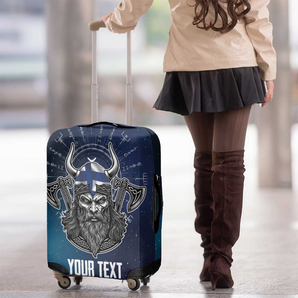 Personalized Finland Drakkar Vikings Luggage Cover Suomi Viking Warrior