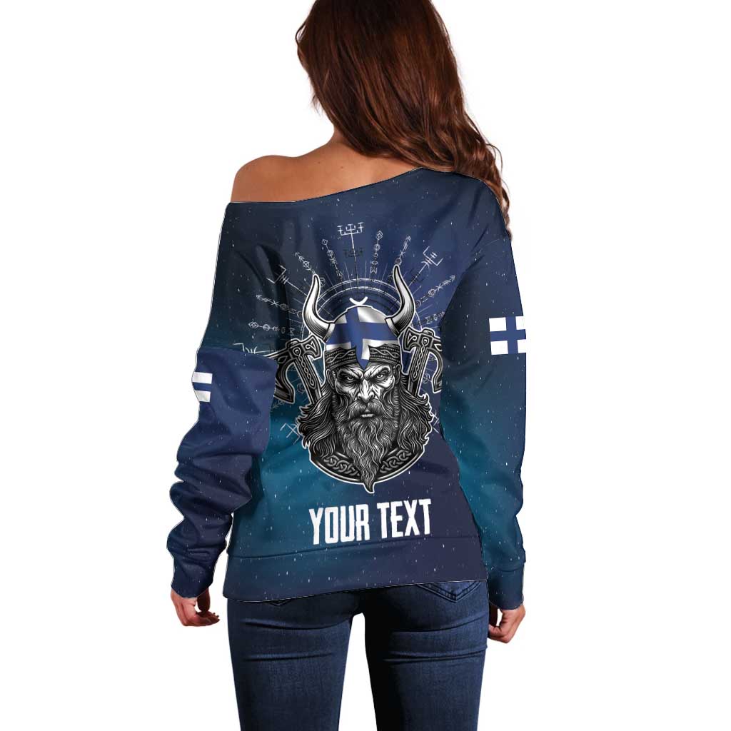 Personalized Finland Drakkar Vikings Off Shoulder Sweater Suomi Viking Warrior