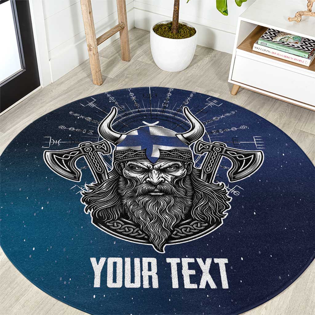 Personalized Finland Drakkar Vikings Round Carpet Suomi Viking Warrior