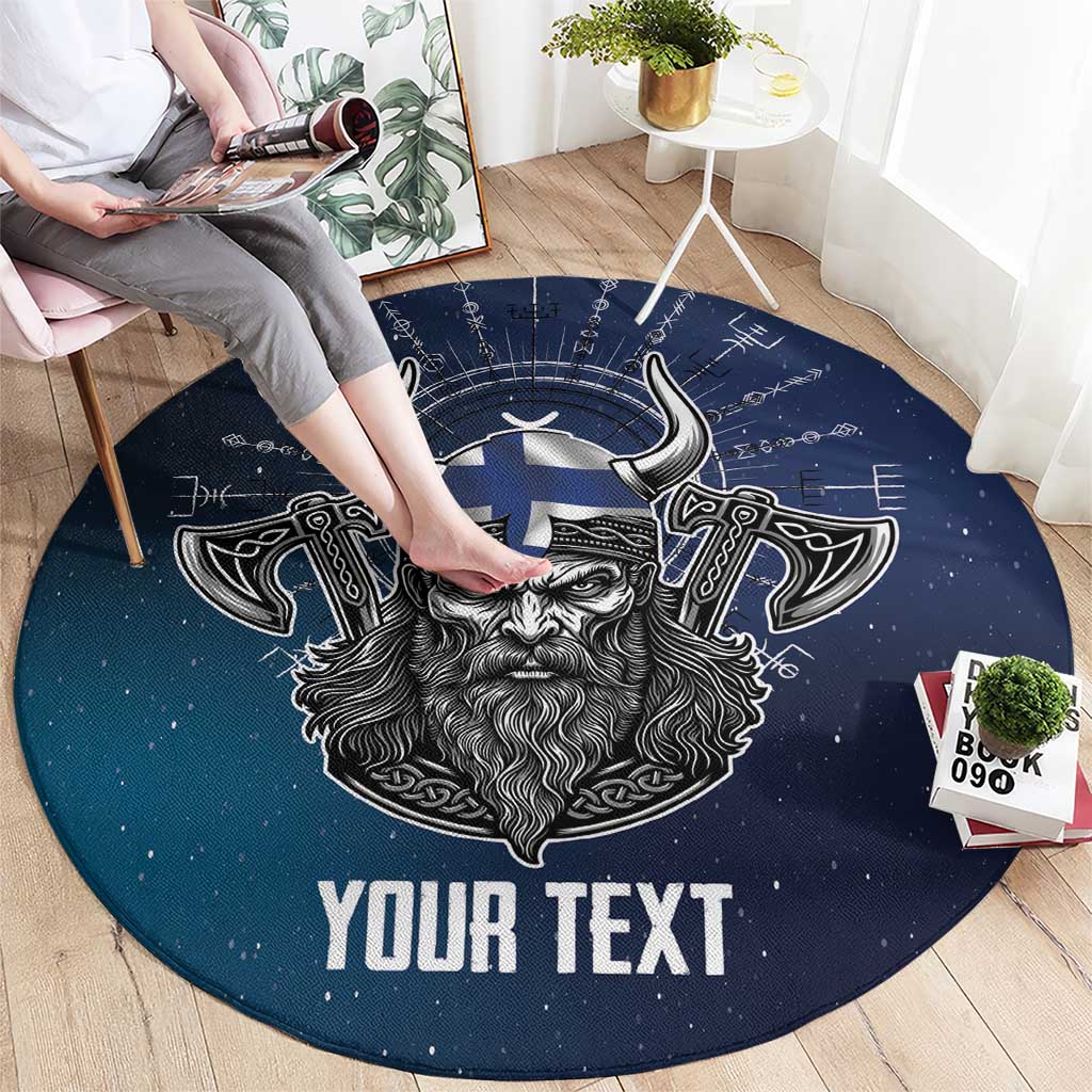 Personalized Finland Drakkar Vikings Round Carpet Suomi Viking Warrior